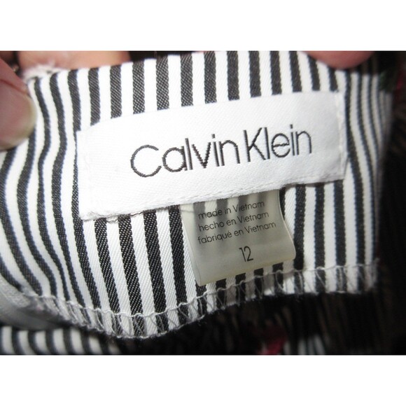 Calvin Klein Off the Shoulder Pinstripe Floral Strapless Dress Sz 12Embroidered - Picture 3 of 3